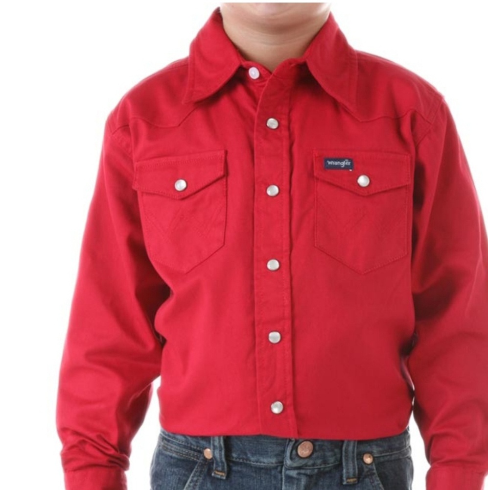 Wrangler Boys red pearl snap shirt size S